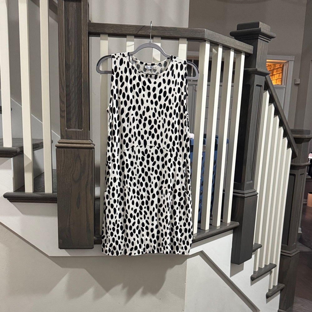 Ava Sky Monochrome Polka Dot Mini Dress